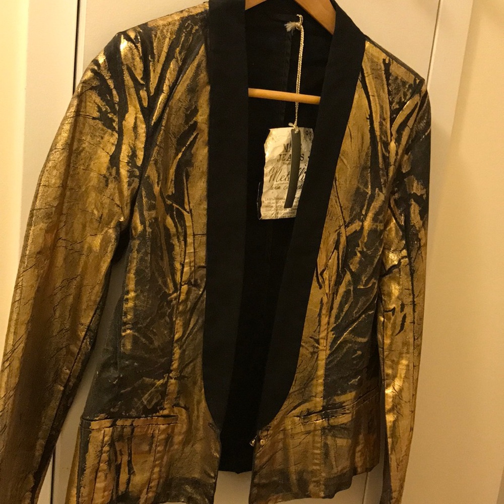 Metallic Gold Black Blazer